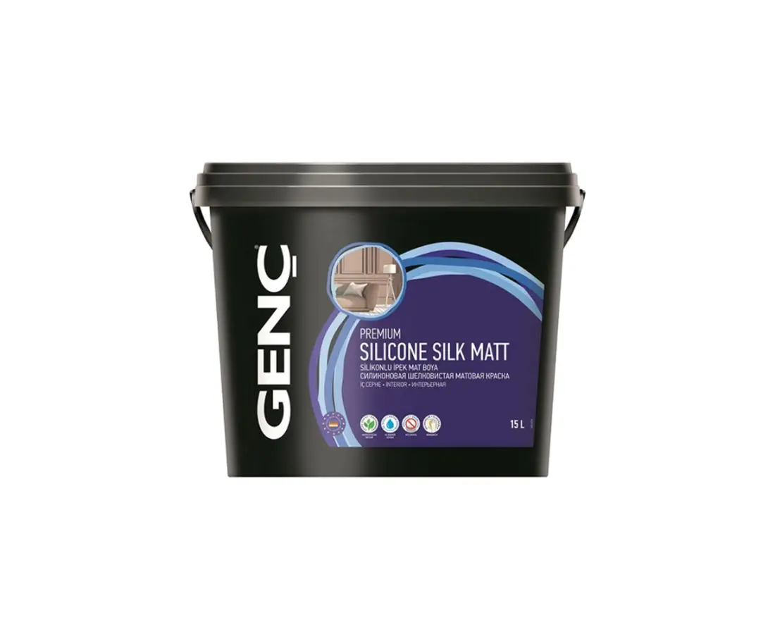 საღებავი ინტერ.სილიკონით ნახ.გლუვი "SILICONE SILK MATT"7,5ლტ — ინტერიერის საღებავი